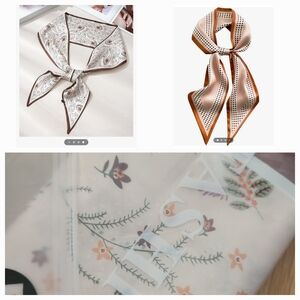 Bundle of three long silk feel scarfs